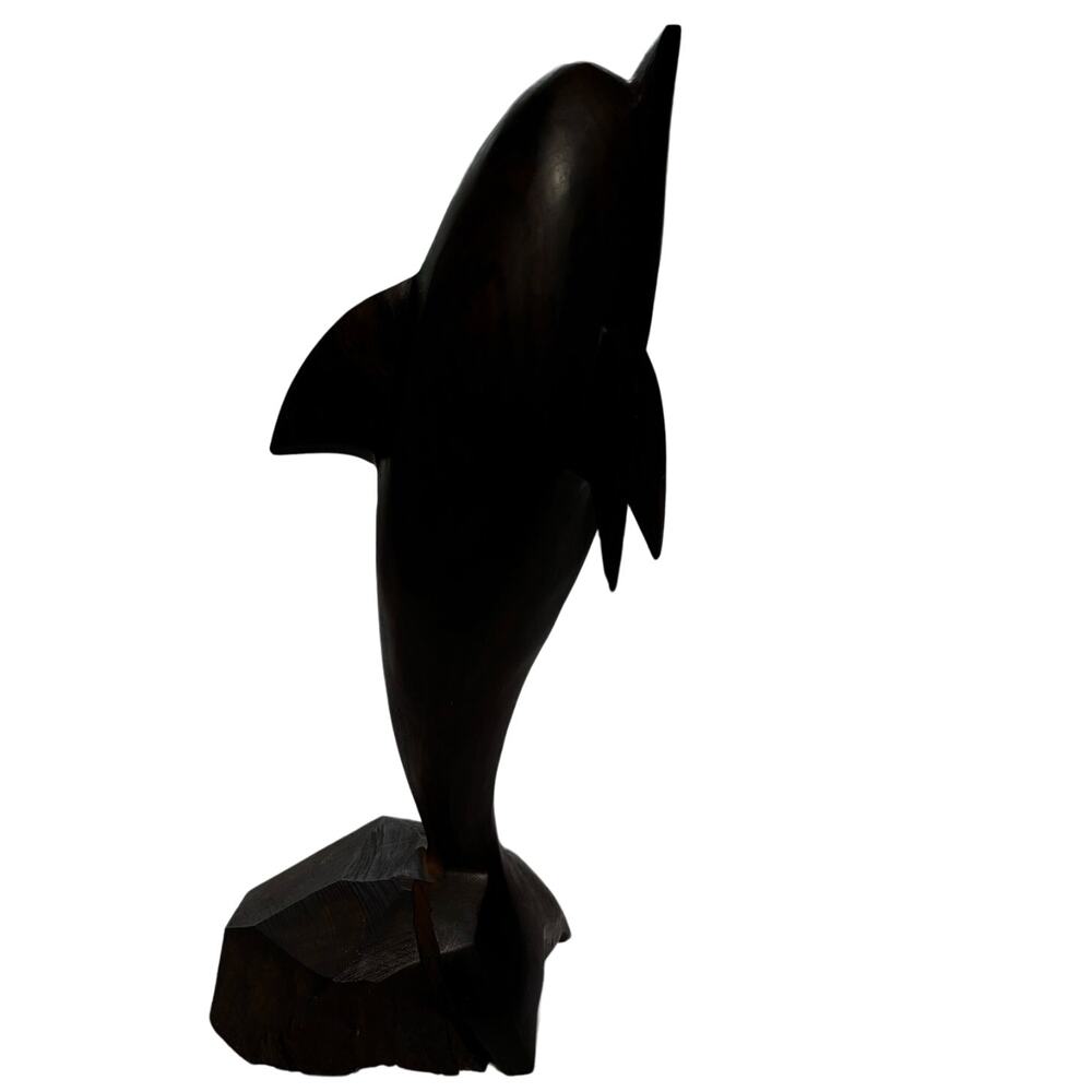 Vintage Hand Carved Ironwood Dolphin Sculpture